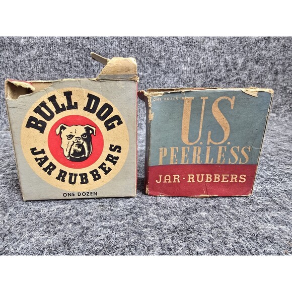 Vintage Box Of US Peerless / Bulldog Jar Rubbers Made In The USA - Picture 1 of 5